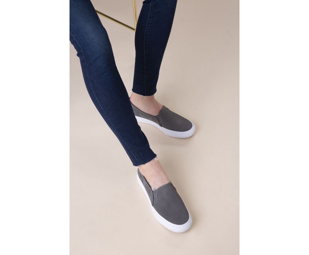 Keds Womens Slip Ons Grey - Double Decker Suede - 154PCGSKA